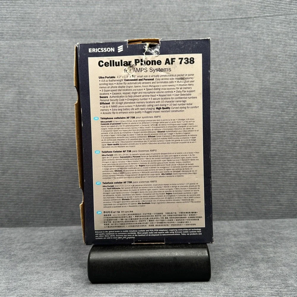 Ericsson AF 738 Vintage Cellular Phone AMPS System Flip Mouthpiece with Box